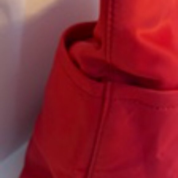 Calvin Klein Red Nylon Tote Bag with Gold-tone Hardware and Tan Handles